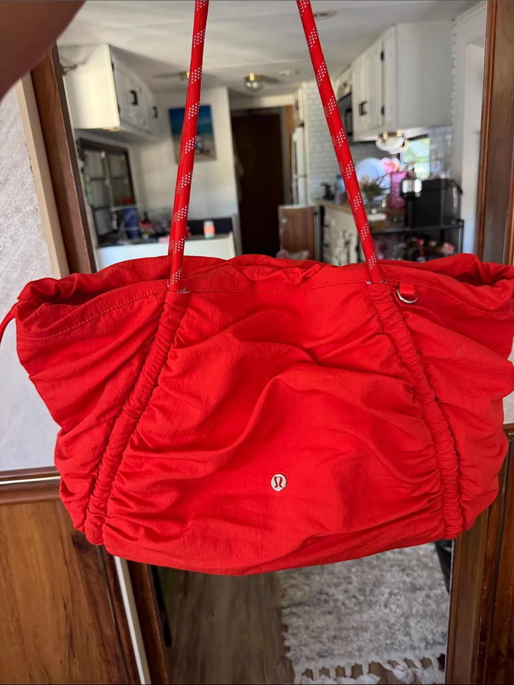 lululemon athletica Bright Red Ruched Tote with Rope Straps